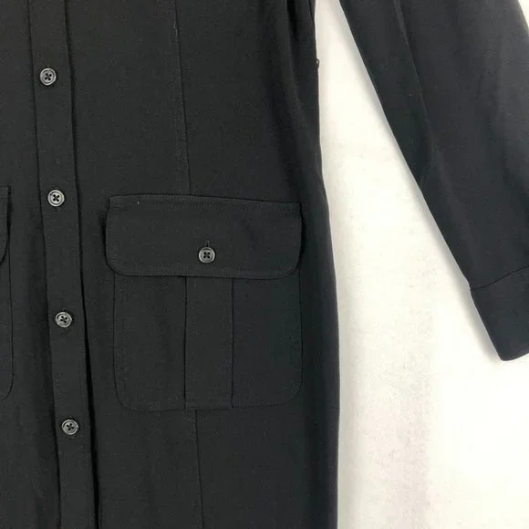 LRL Lauren Ralph Lauren Women's Size Medium Black Button Front Collared Dress - Picture 3 of 9